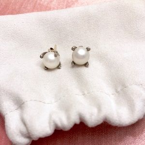 David Yurman Pearl with Diamond Earrings 9.5 mm
